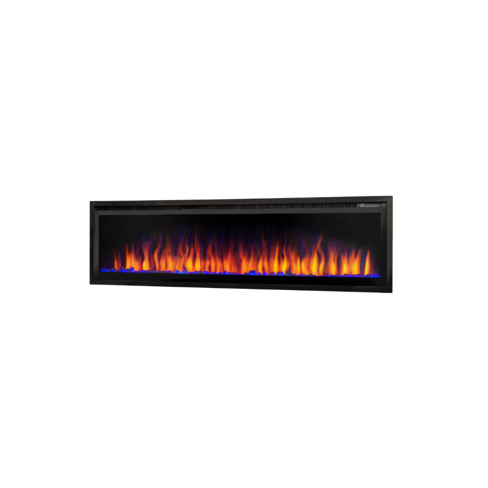 60" Crystal Electric Fireplace - panoramic full view
