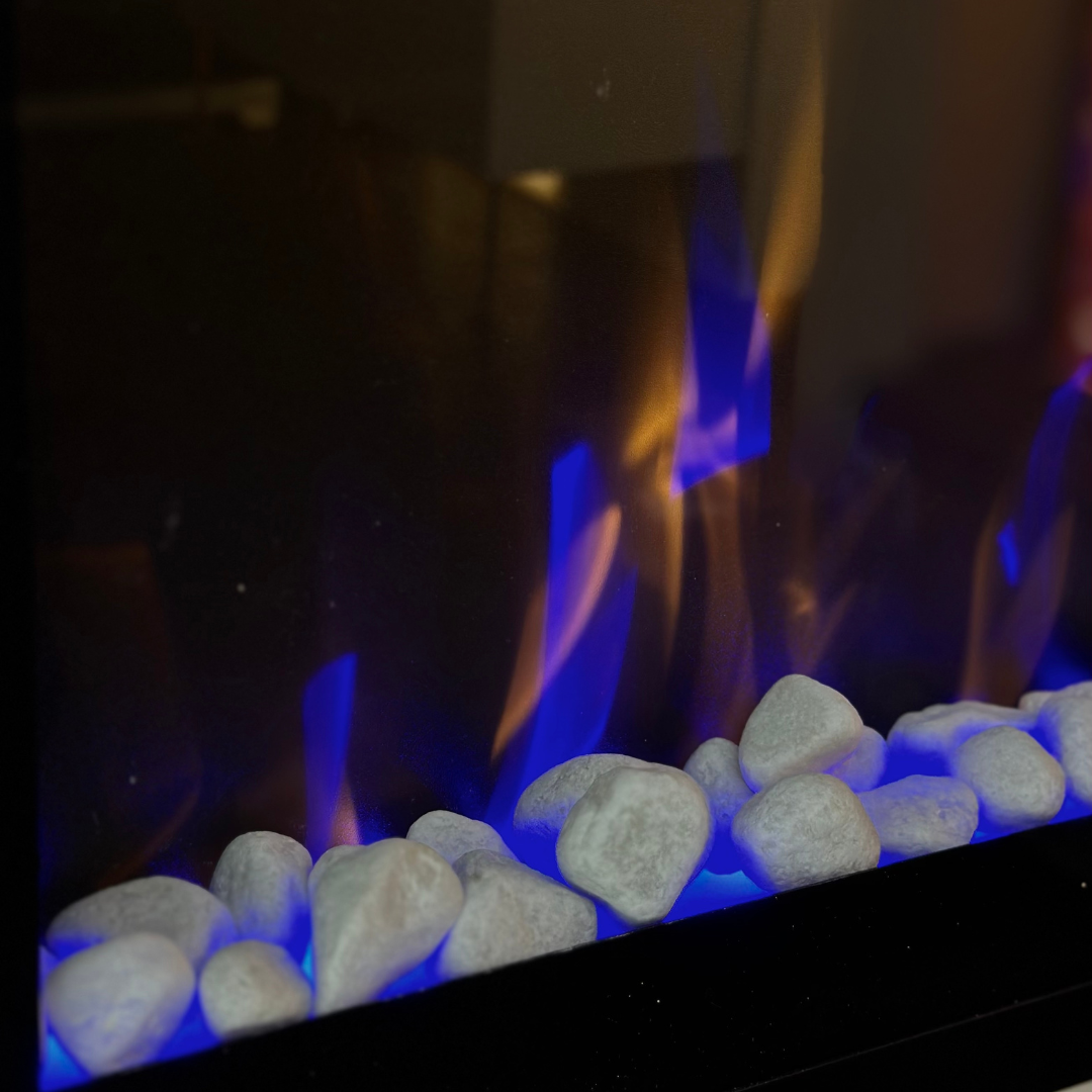 50" Pebbles Electric Fireplace - panoramic full view
