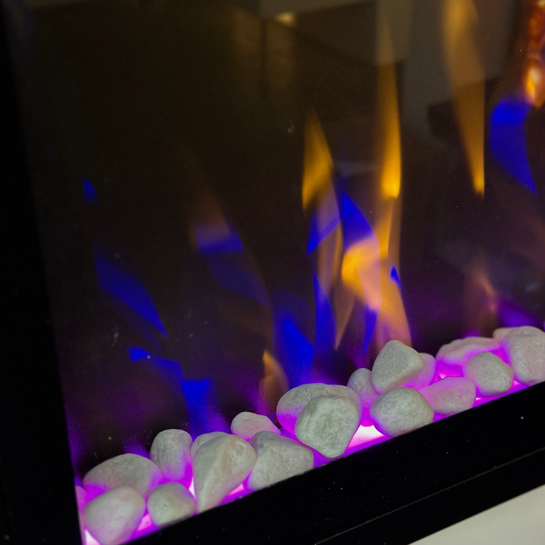 50" Pebbles Electric Fireplace - panoramic full view