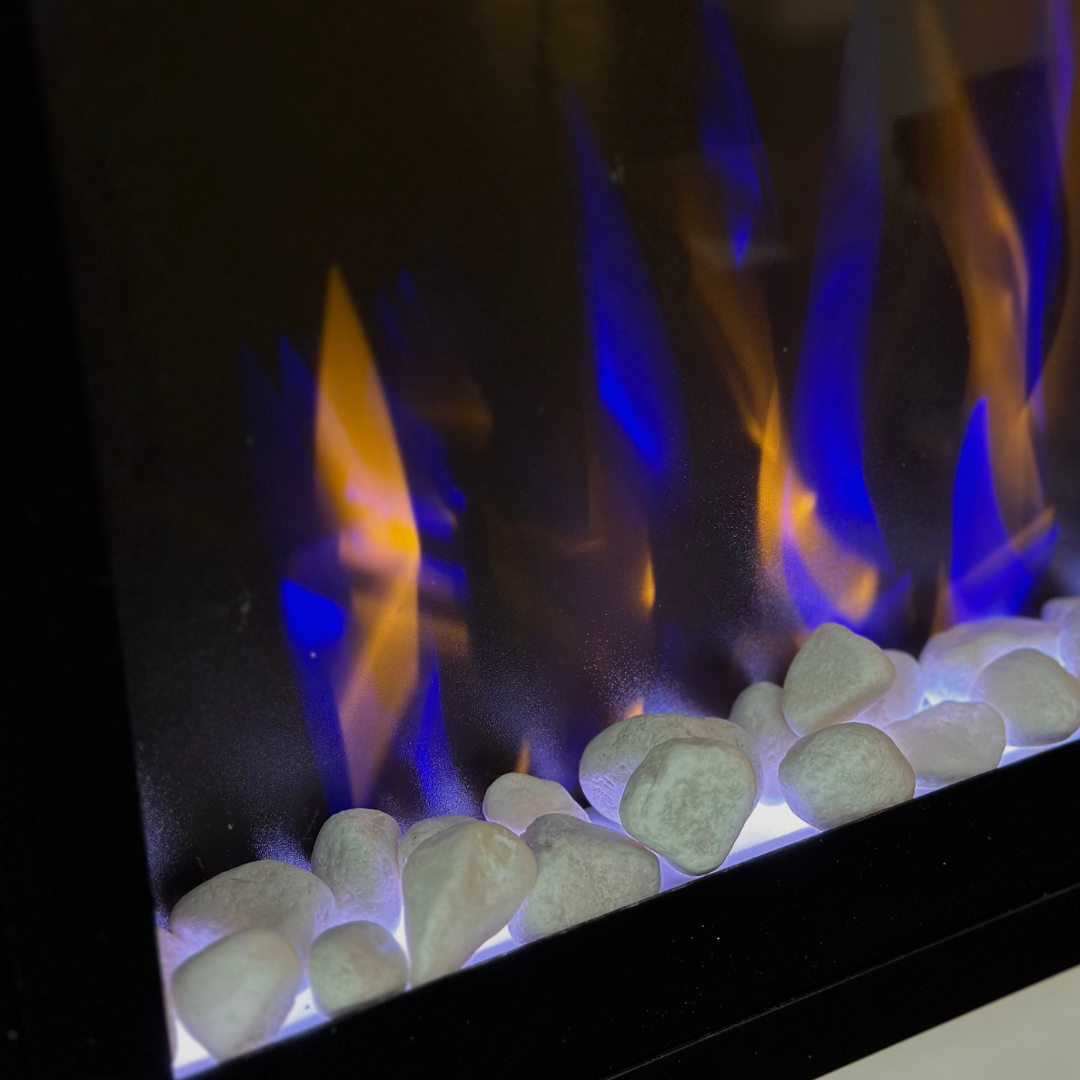 50" Pebbles Electric Fireplace - panoramic full view