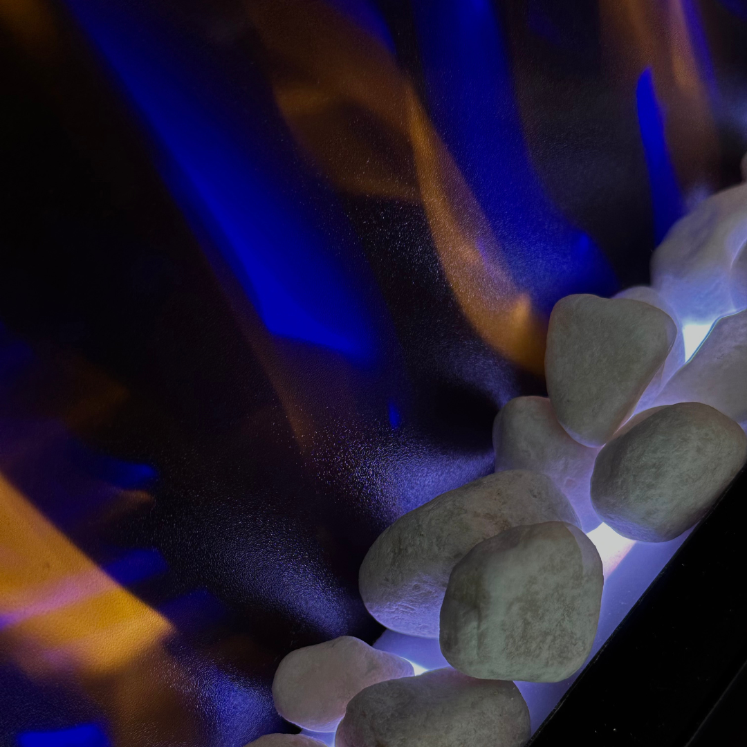 50" Pebbles Electric Fireplace - panoramic full view