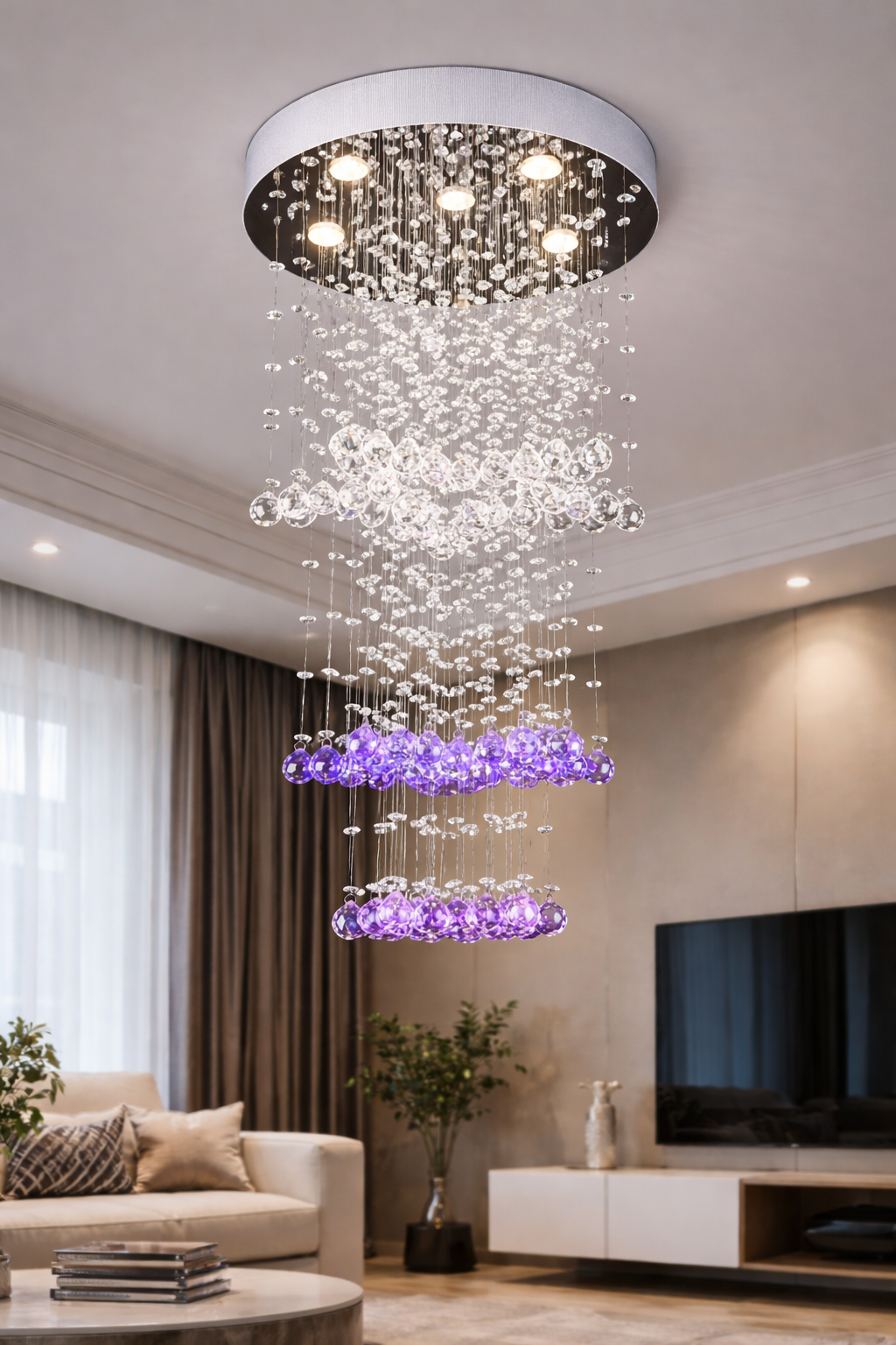 Triple tier crystal chandelier