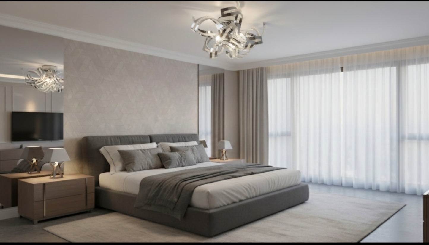 Elegante Spiral Chrome Finished crystal chandelier