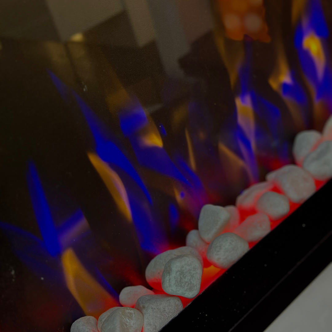 50" Pebbles Electric Fireplace - panoramic full view