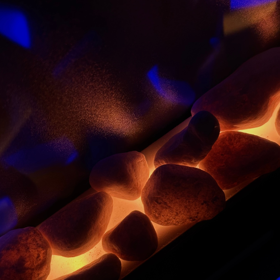 50" Pebbles Electric Fireplace - panoramic full view