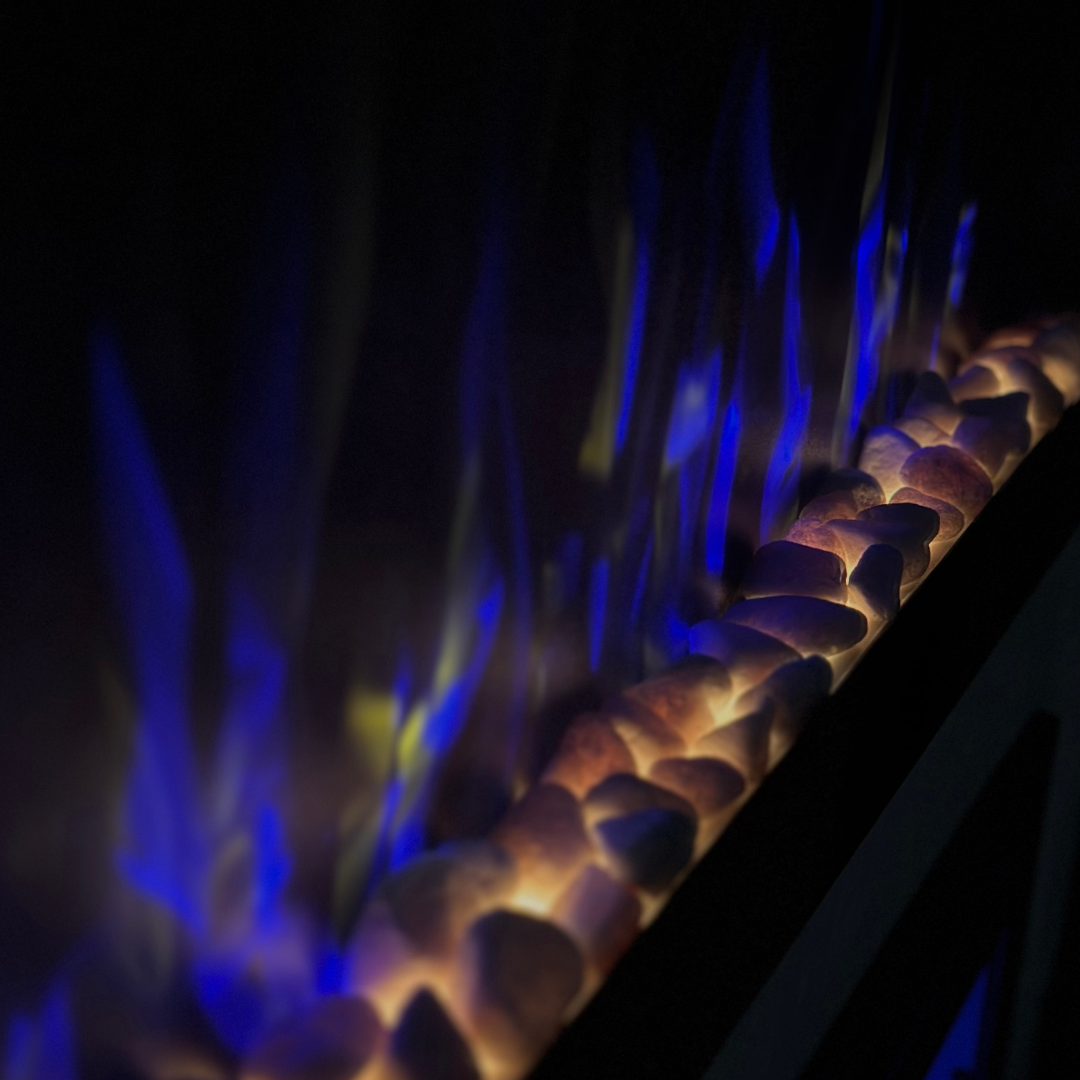50" Pebbles Electric Fireplace - panoramic full view