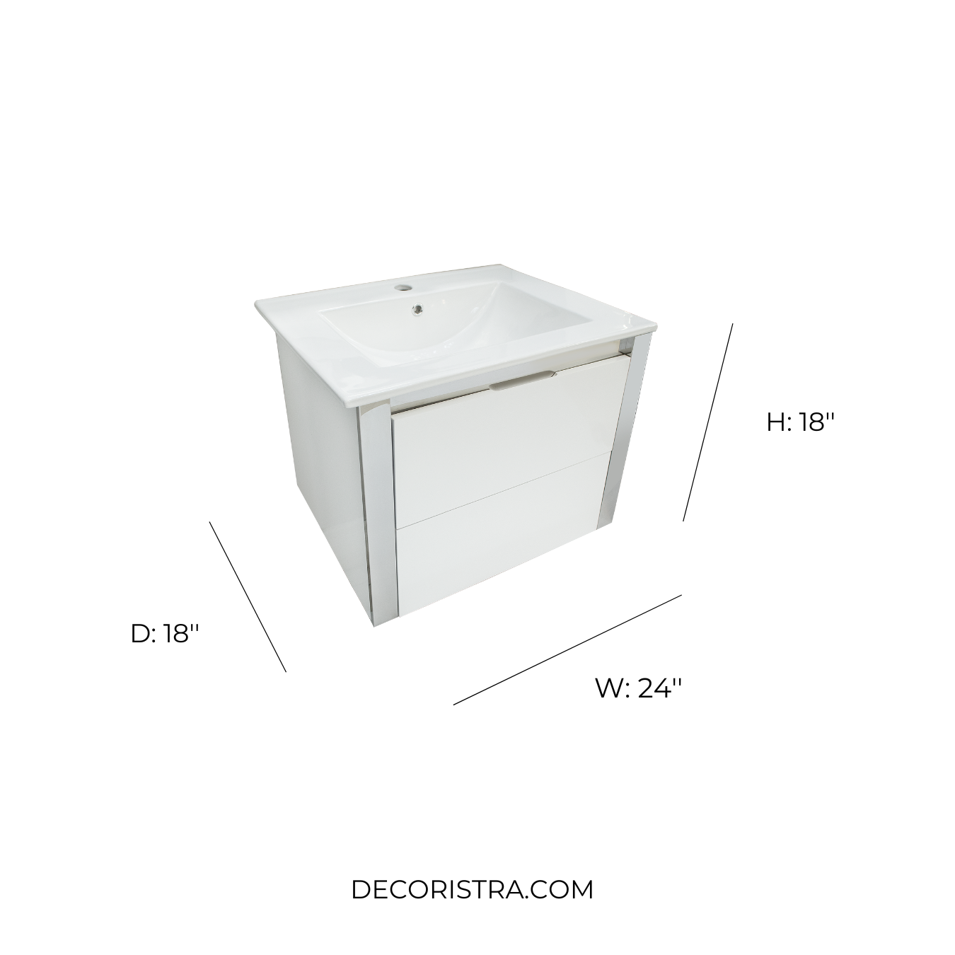 24'' Ancona modern white with silver bathroom vanity