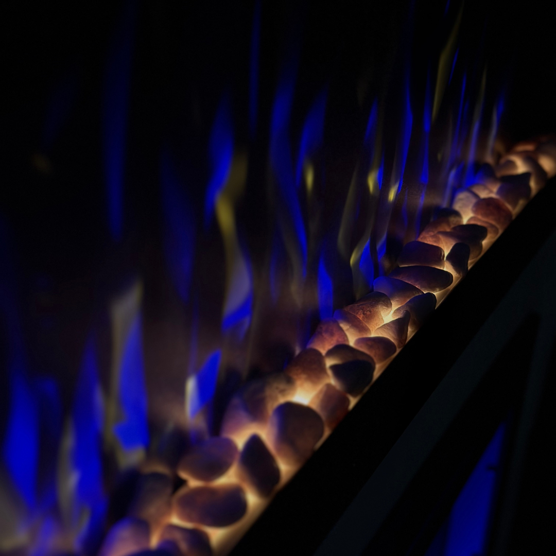 50" Pebbles Electric Fireplace - panoramic full view