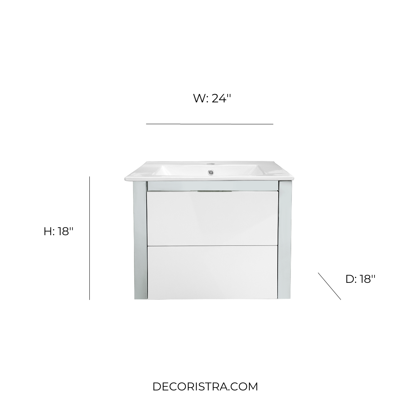 24'' Ancona modern white with silver bathroom vanity