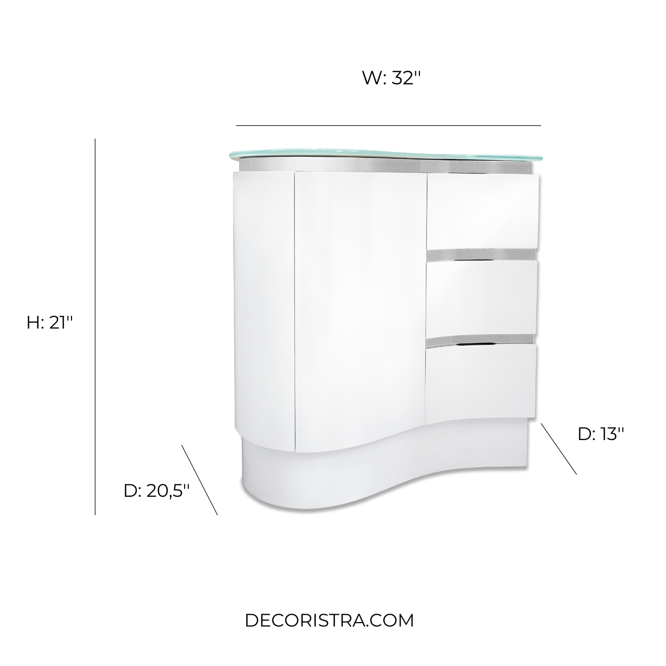 32'' Santorini white with silver bathroom vanity