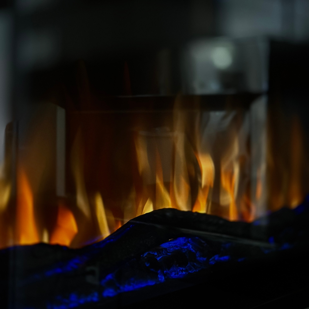 50" Log Electric Fireplace - full panoramic view