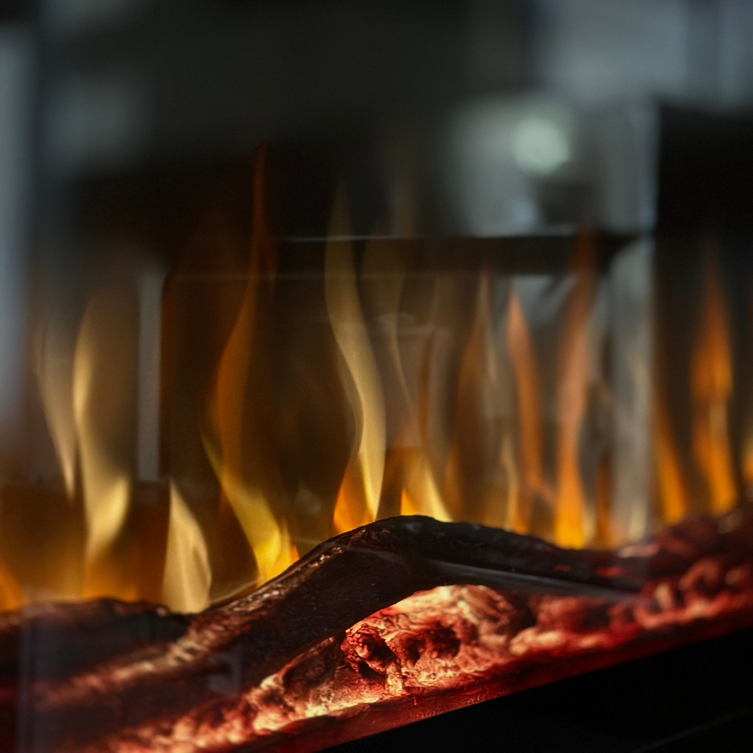 50" Log Electric Fireplace - full panoramic view