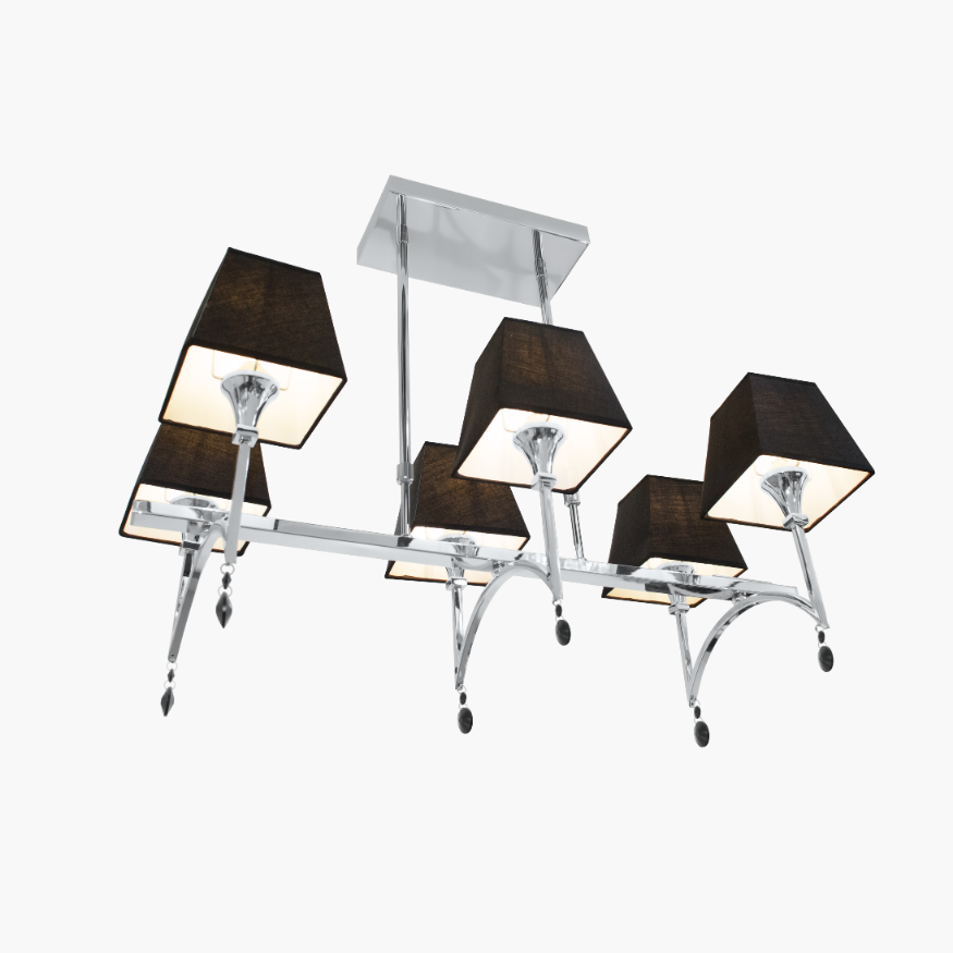Palais chromed metal with black chandelier