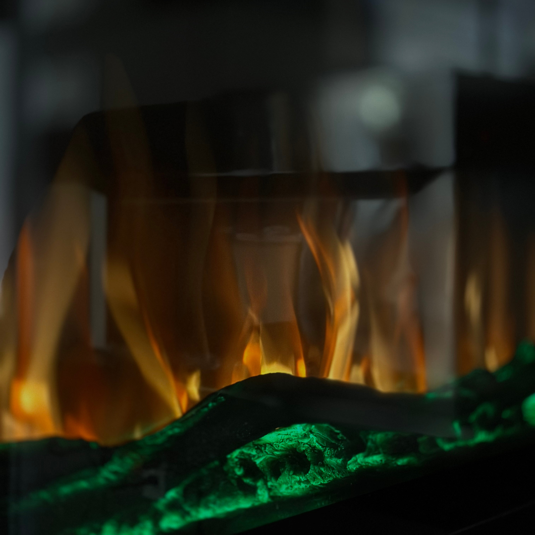 50" Log Electric Fireplace - full panoramic view