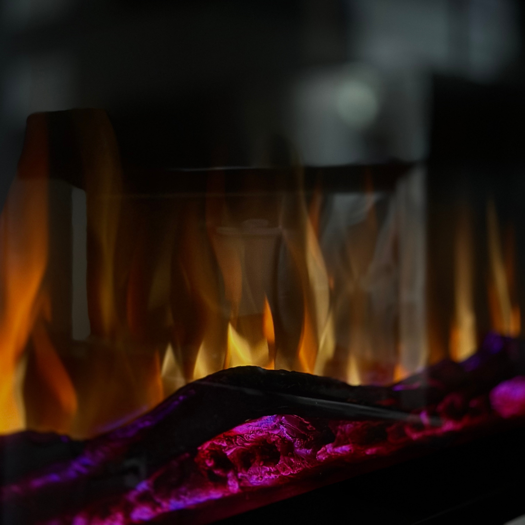 50" Log Electric Fireplace - full panoramic view