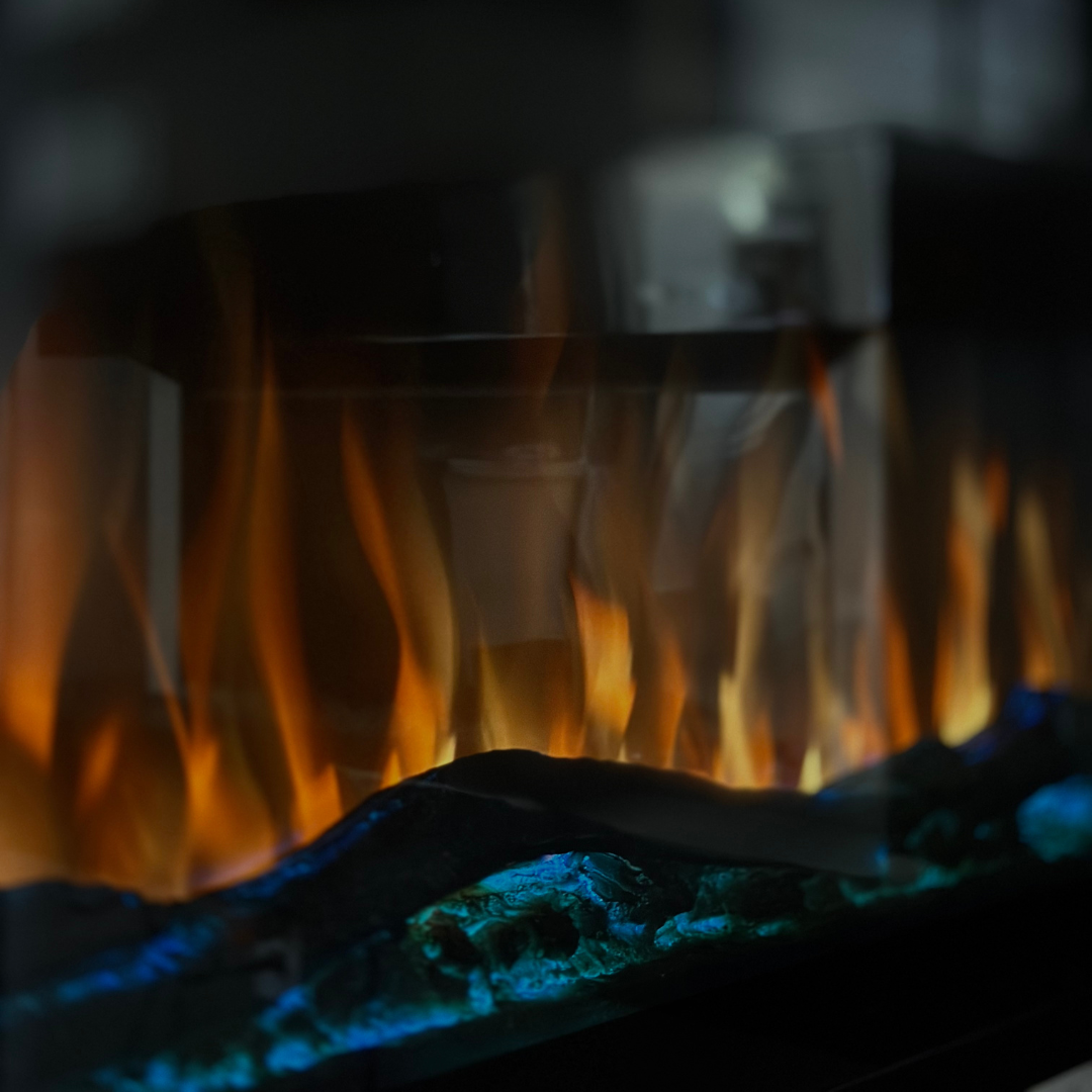 50" Log Electric Fireplace - full panoramic view