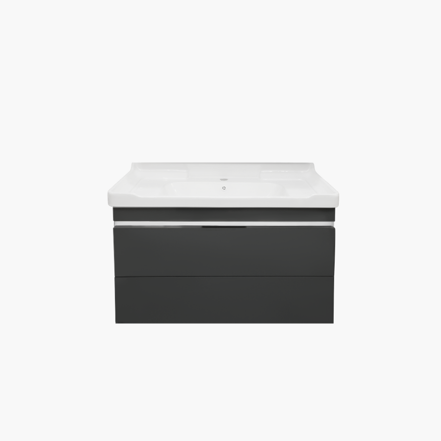 36'' Ancona modern grey vanity with silver