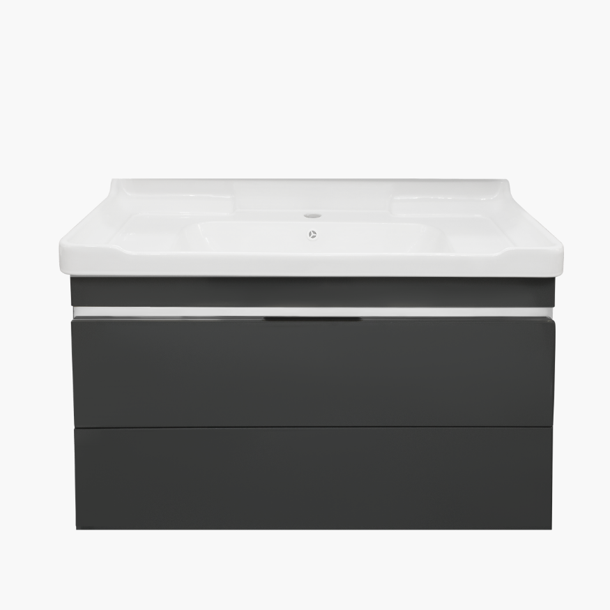 36'' Ancona modern grey vanity with silver