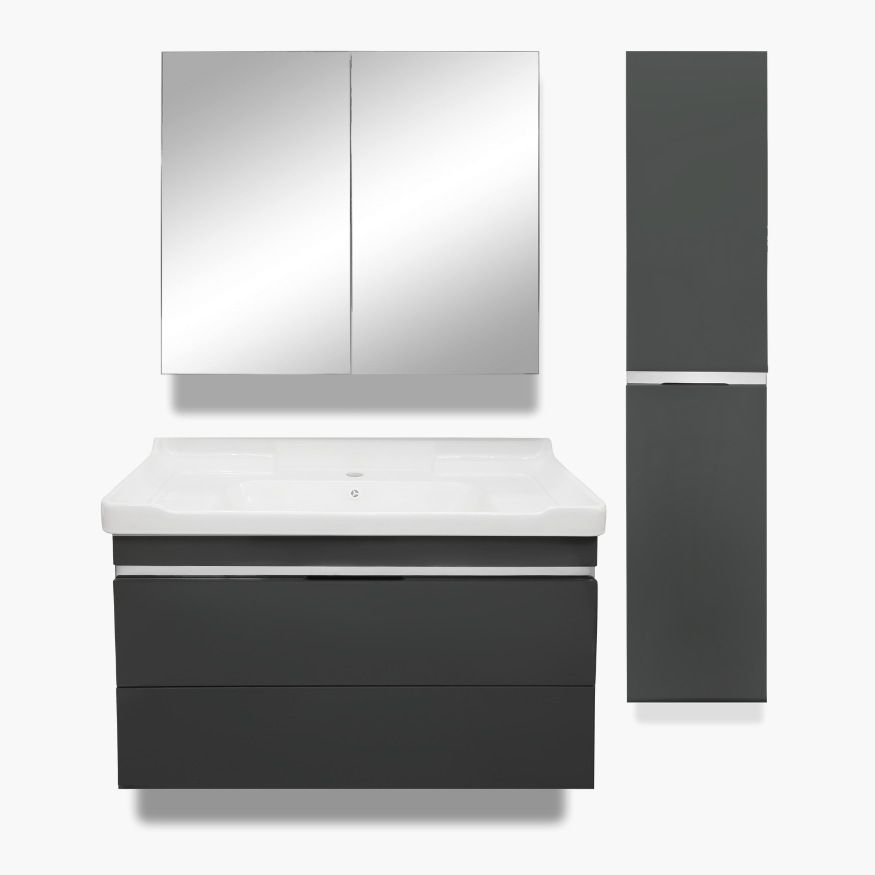36'' Ancona modern grey vanity with silver