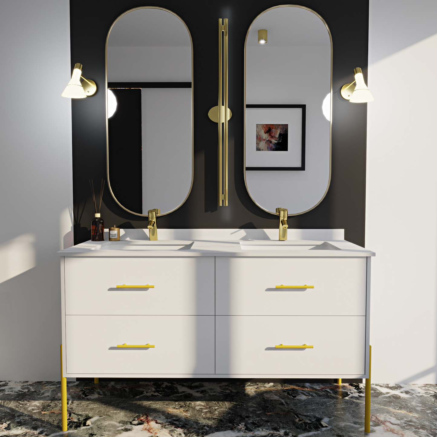 55'' Adela double vanity with marble top