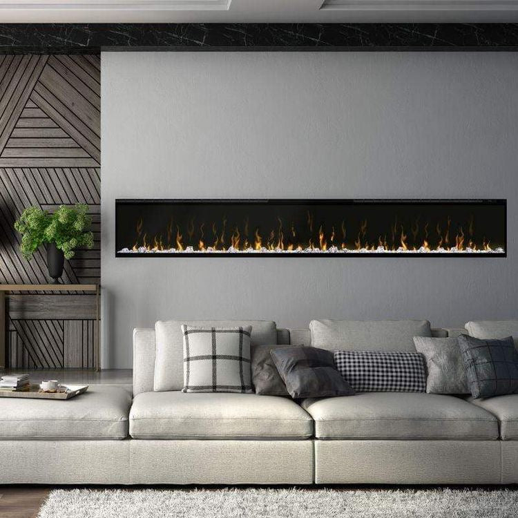 72" Log Electric Fireplace - full panoramic view
