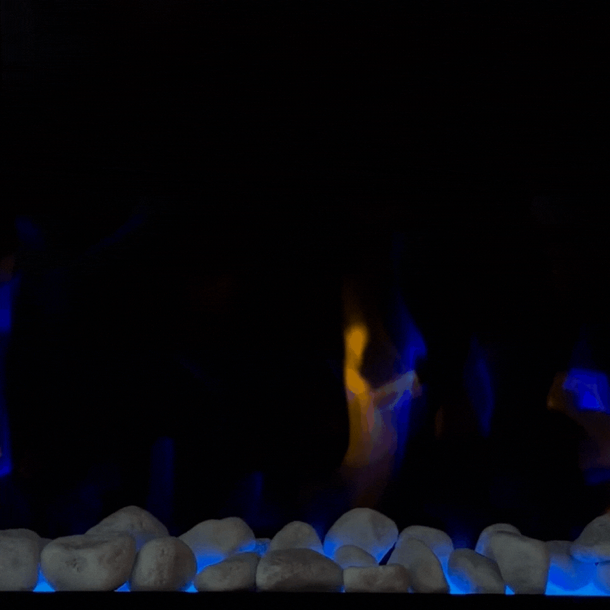 60" Pebbles Electric Fireplace - panoramic full view
