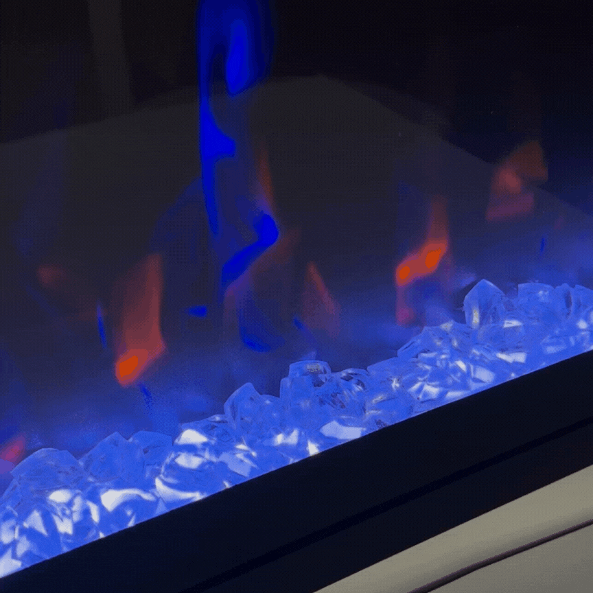 72" Crystal Electric Fireplace - panoramic full view.