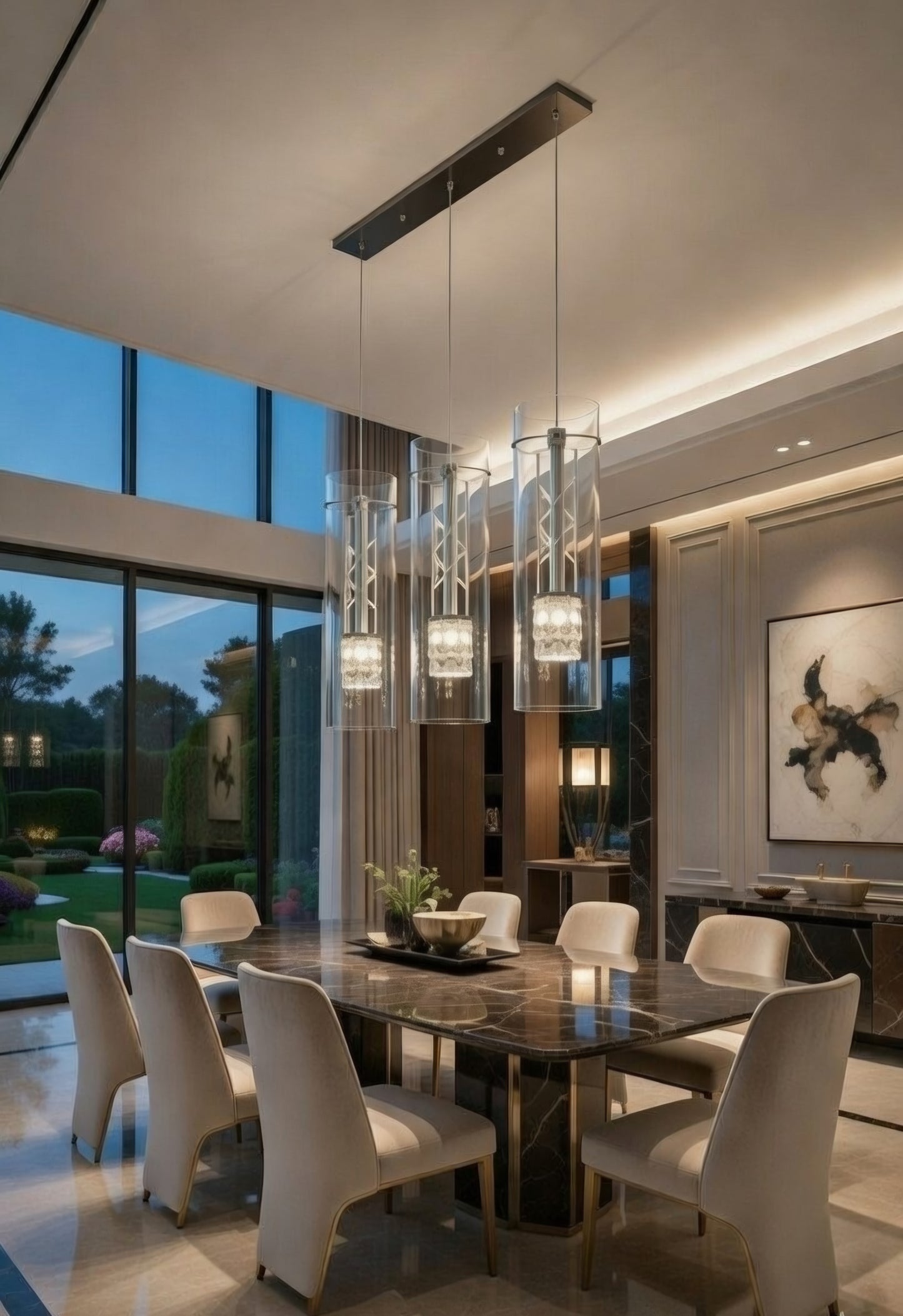 Noir Luxe Crystal Trio Light