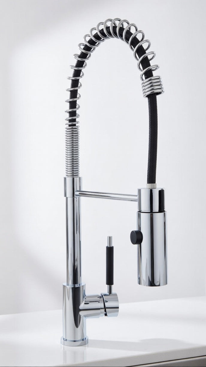 The Monaco Spring Pull-Down Kitchen Faucet – Modern Precision in Polished Chrome