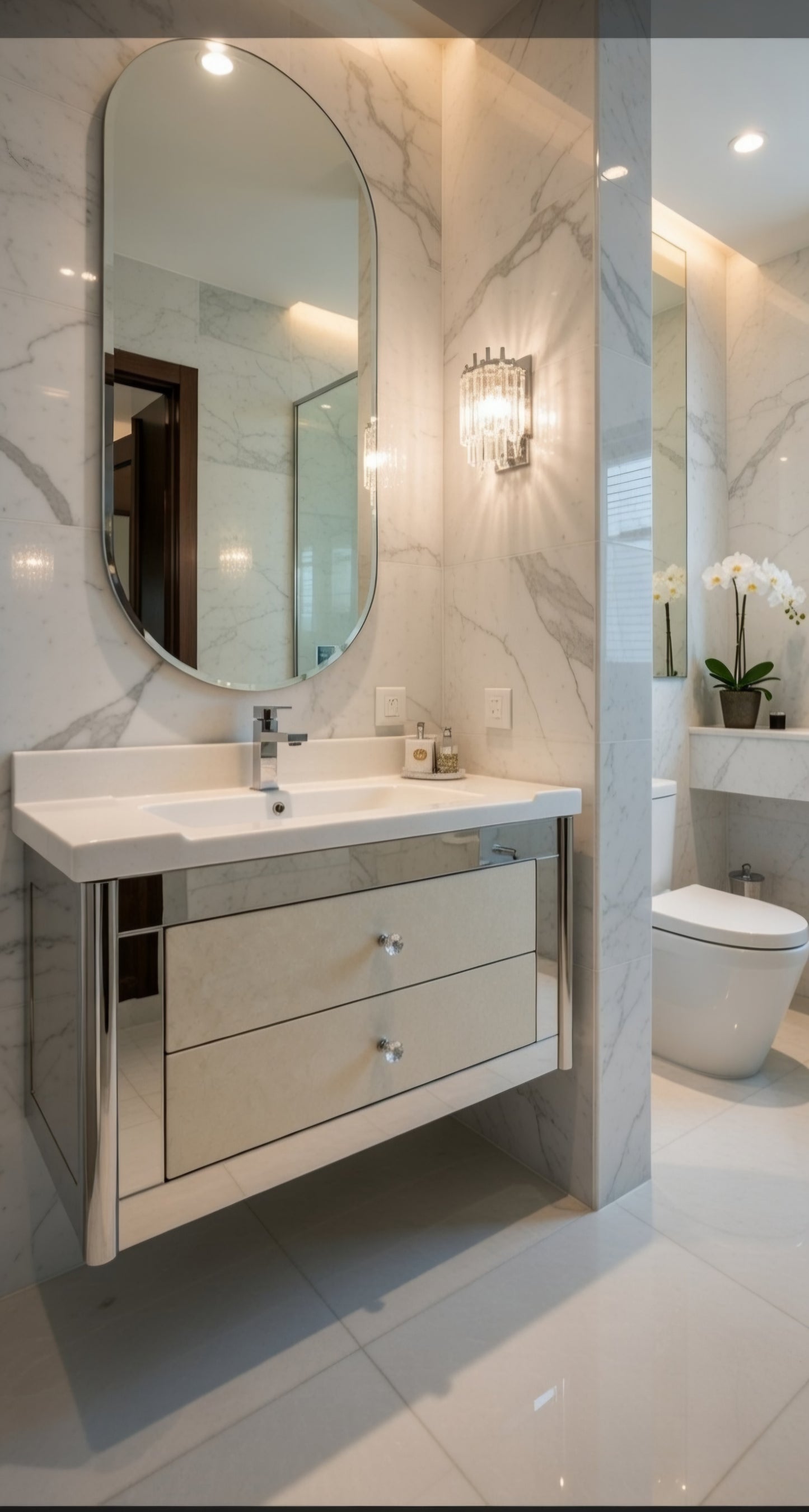 39''Lumière stainless steel Floating Vanity