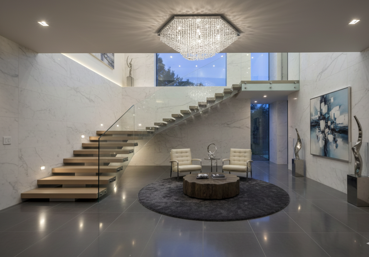 Pentagon Flush Crystal Chandelier