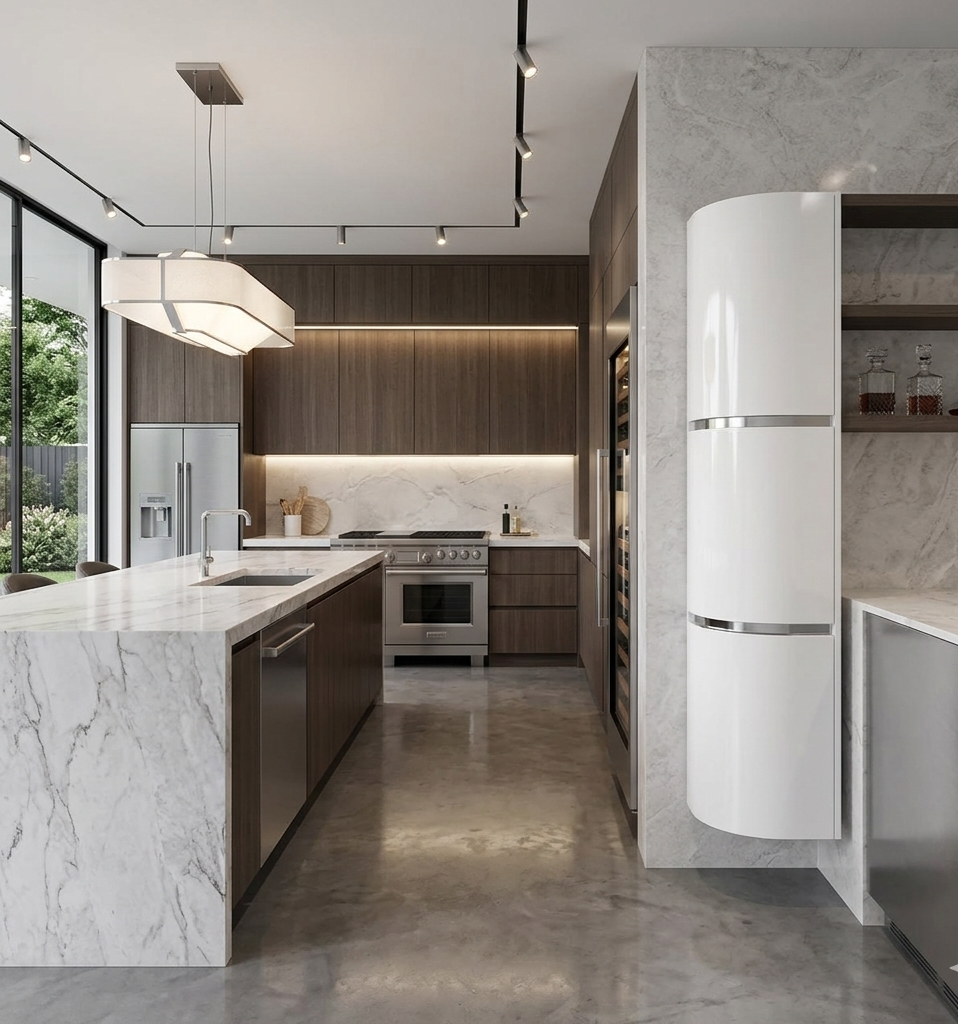 60'' Wall cabinet in white lacquered high gloss finish with silver accents