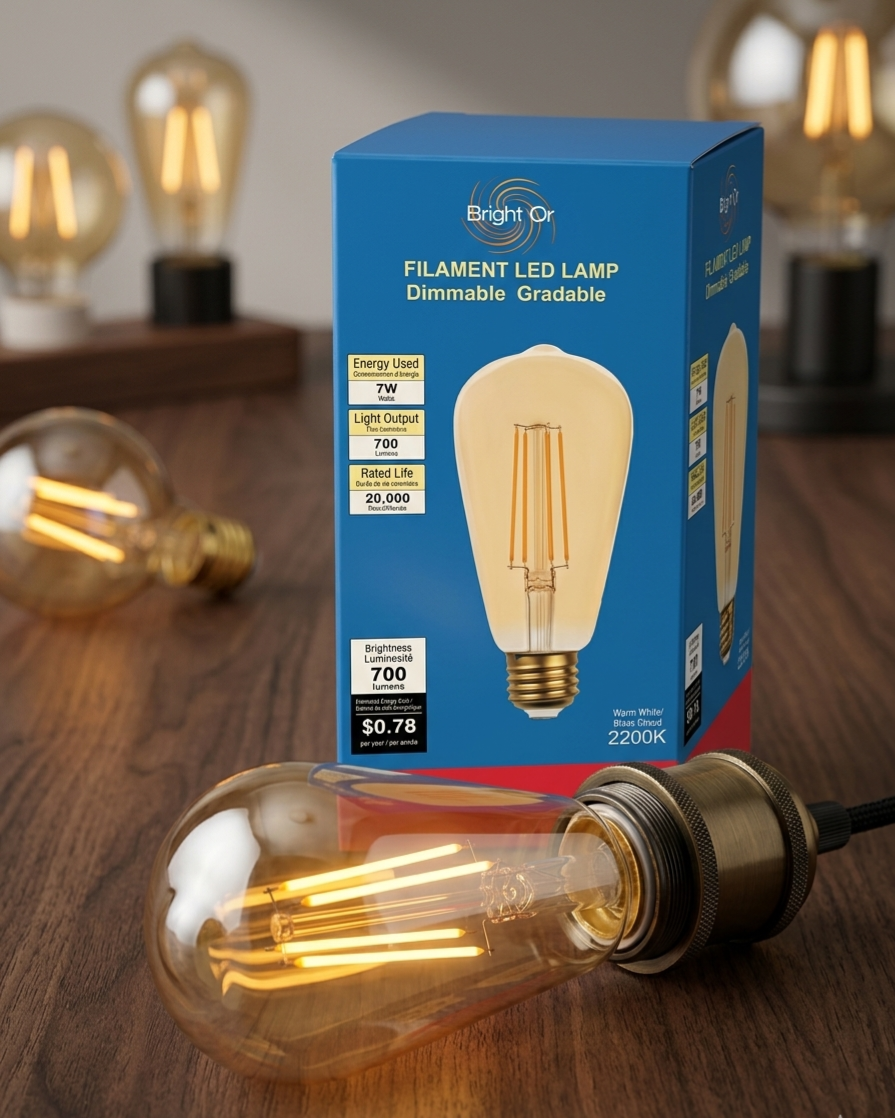 Retro Ambience, Modern Efficiency: Bright Or™ Dimmable Filament LED Lamp