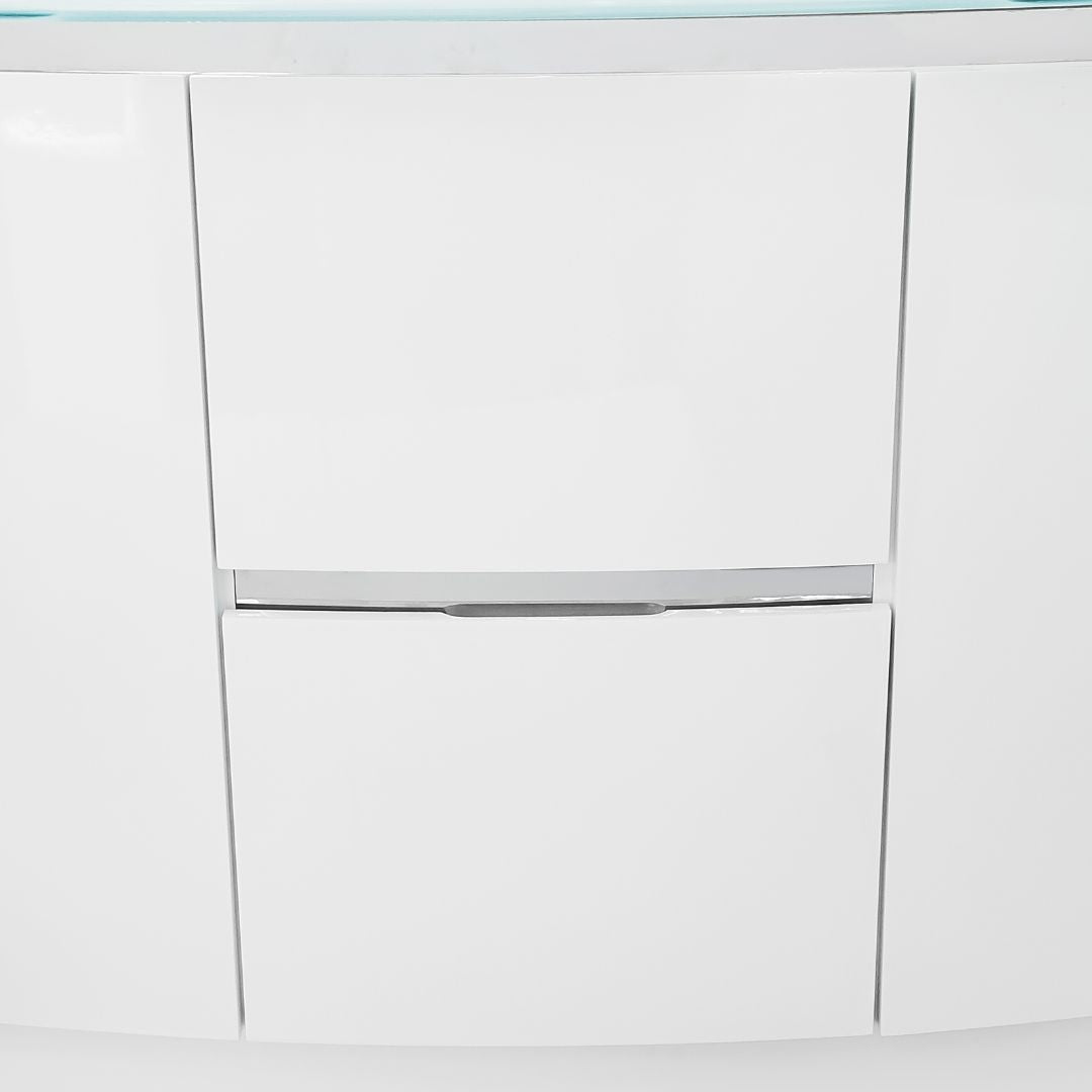 40'' Trieste asymmetrical white with silver vanity
