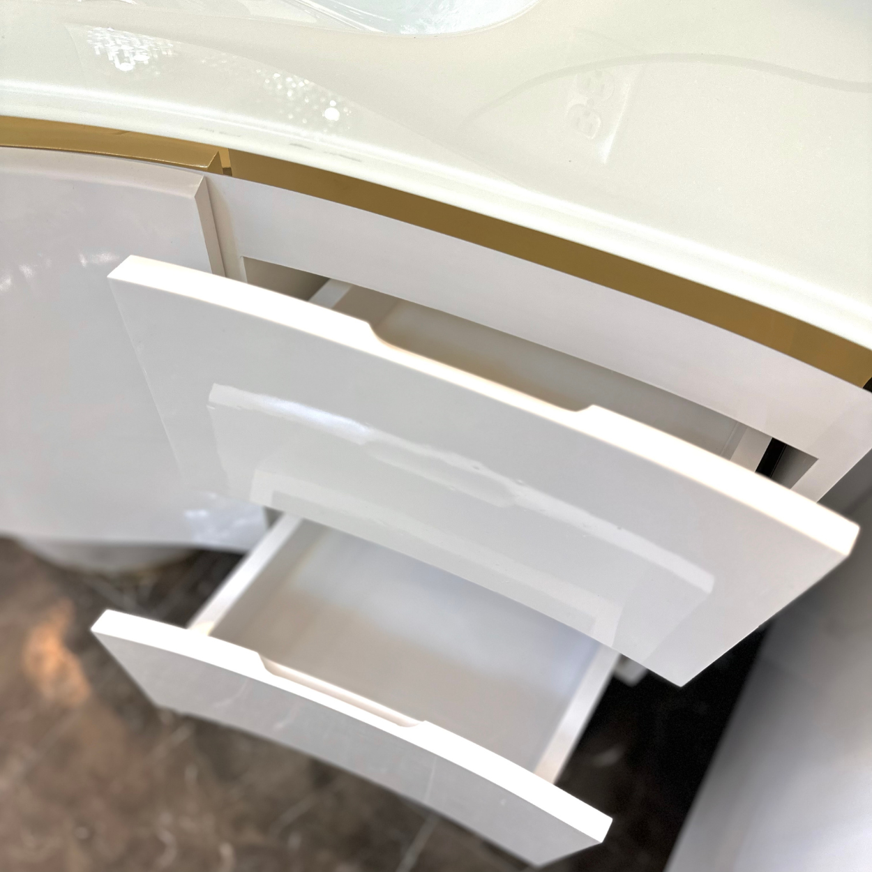 36'' Santorini white with silver bathroom vanity