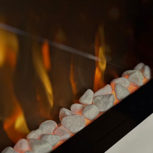 60" Pebbles Electric Fireplace - panoramic full view