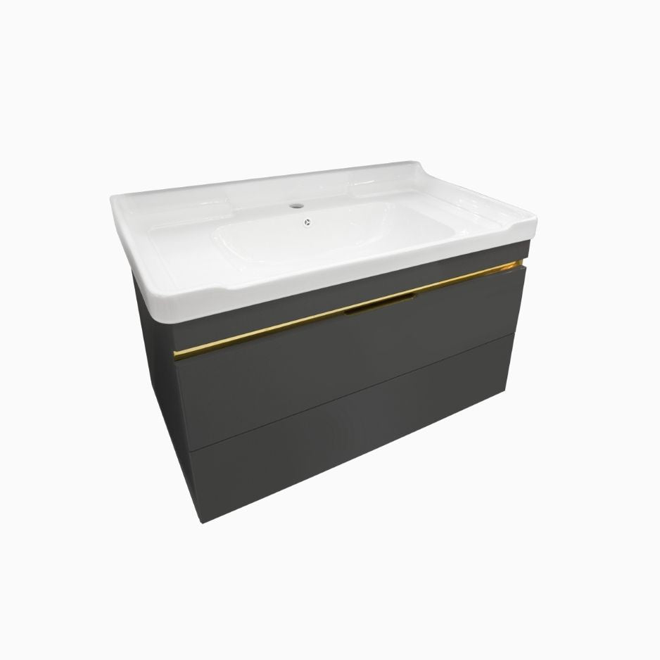 36'' Ancona modern gray vanity with gold