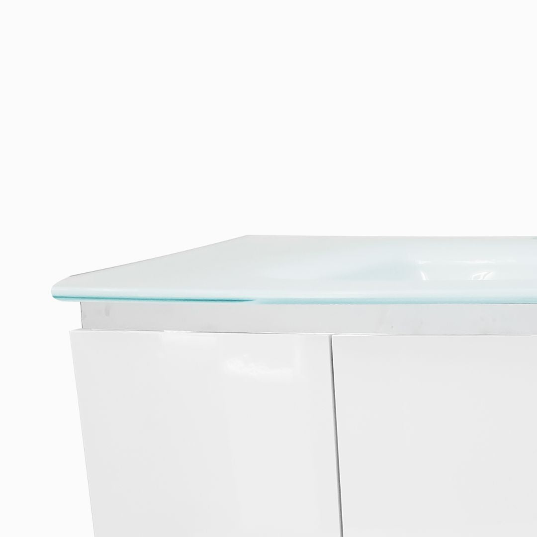40'' Trieste asymmetrical white with silver vanity