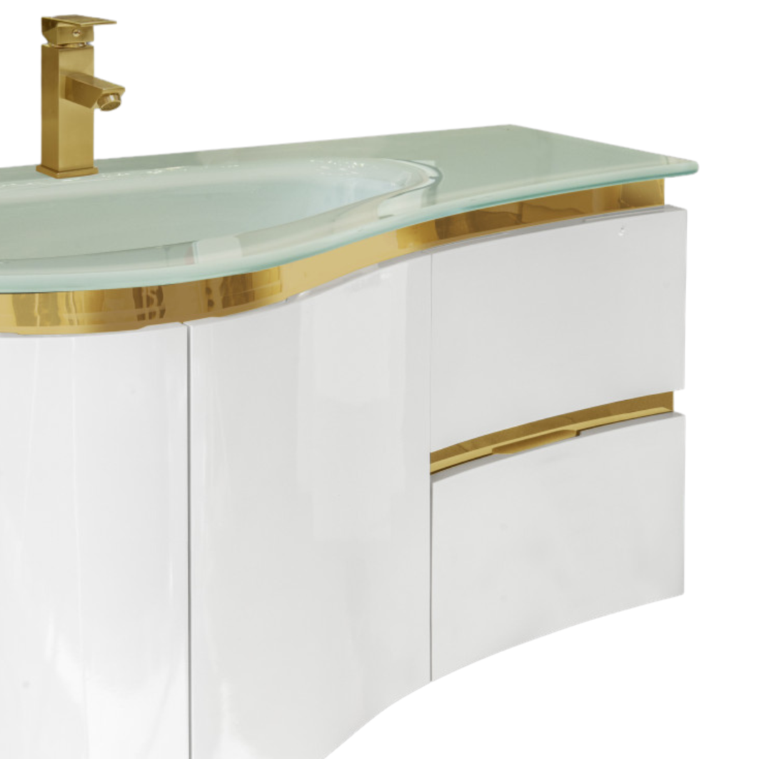White with gold bathroom vanity