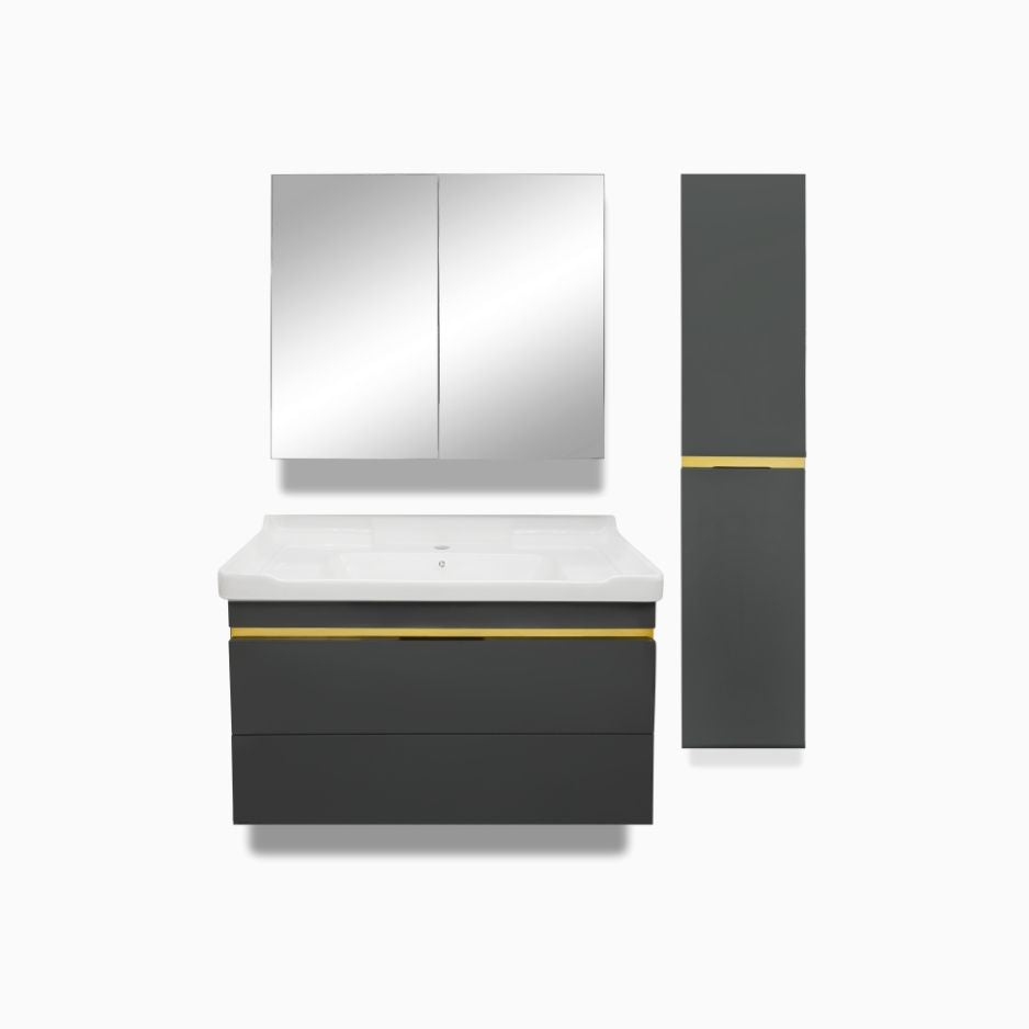36'' Ancona modern gray vanity with gold