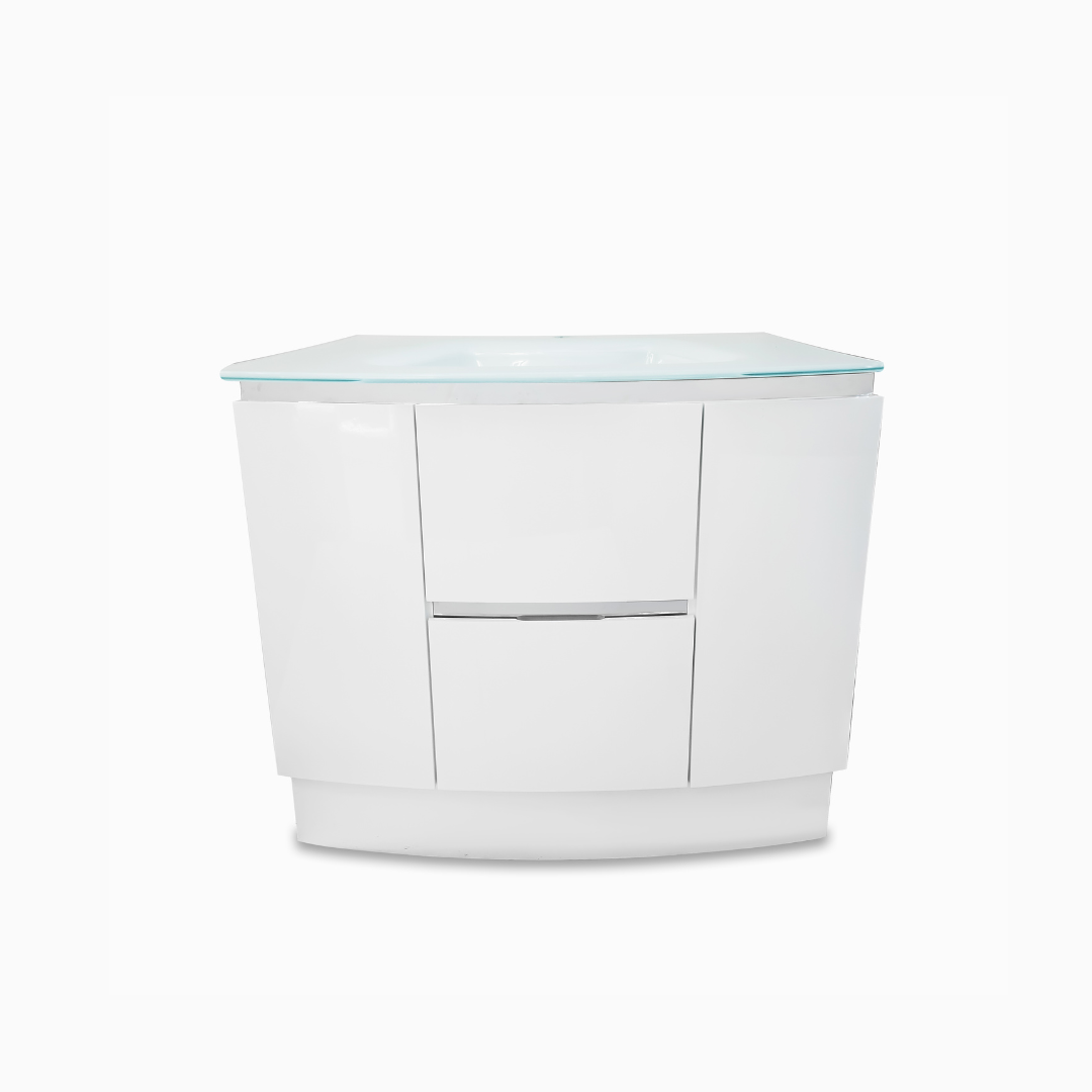 40'' Trieste asymmetrical white with silver vanity