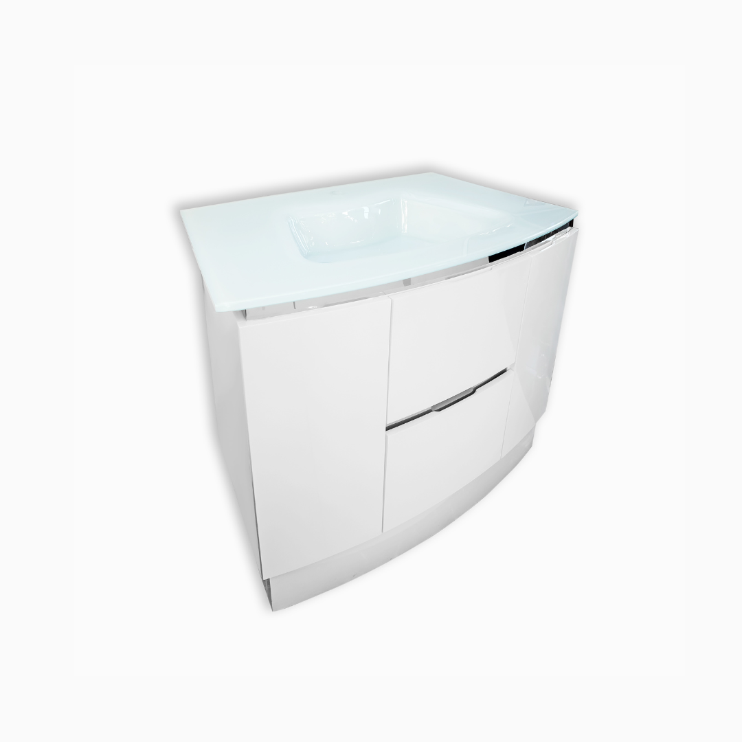 40'' Trieste asymmetrical white with silver vanity