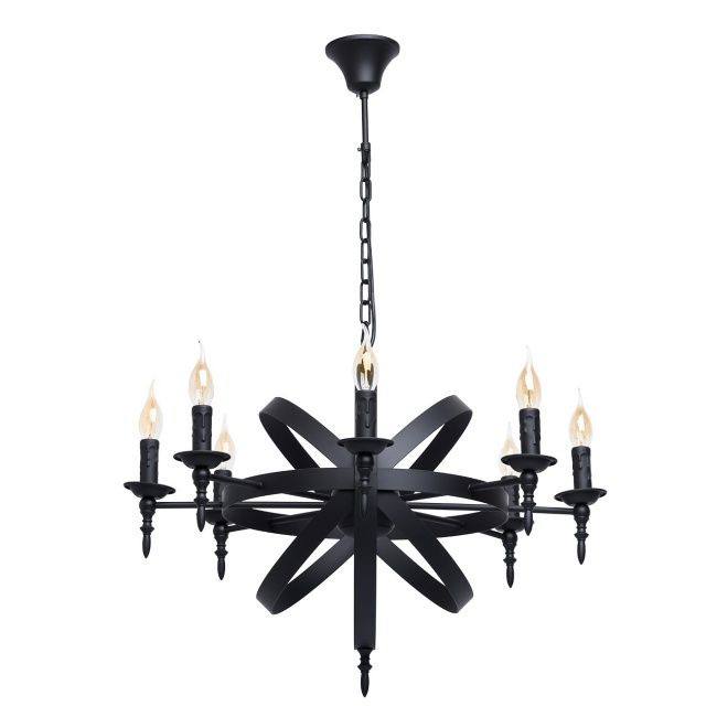 6 Lights Black Wrought Iron Spherical Chandelier Pendant
