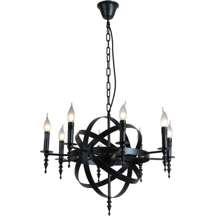 6 Lights Black Wrought Iron Spherical Chandelier Pendant
