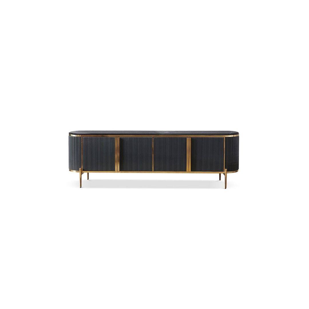 Reyar black media unit TV stand