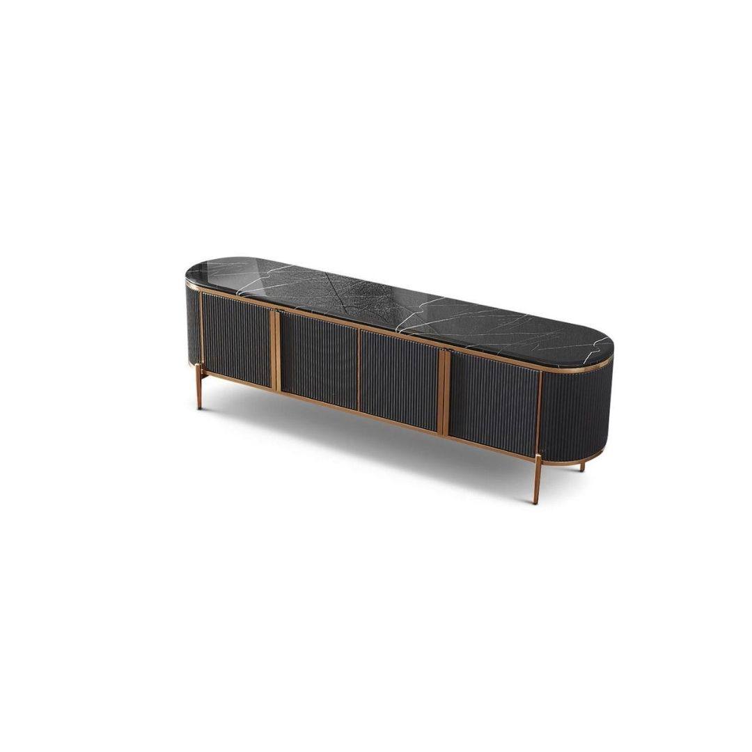 Reyar black media unit TV stand