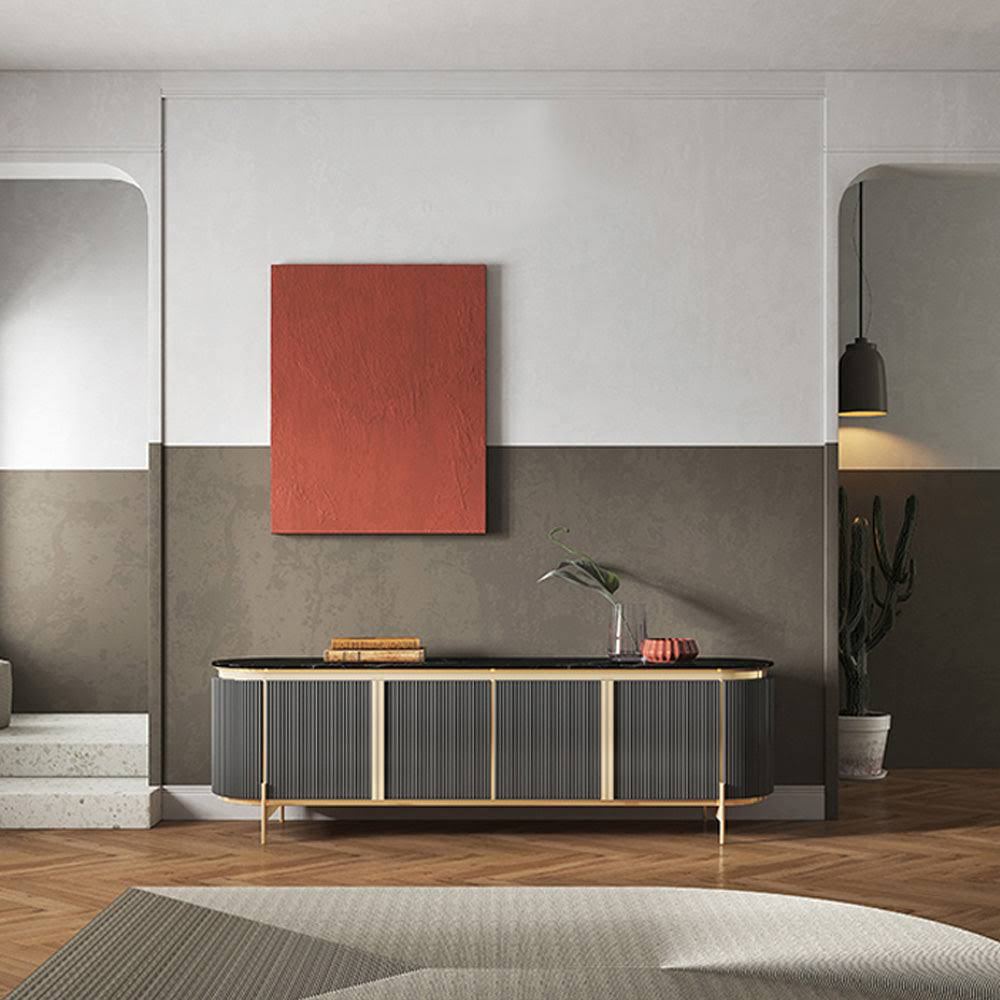 Reyar black media unit TV stand
