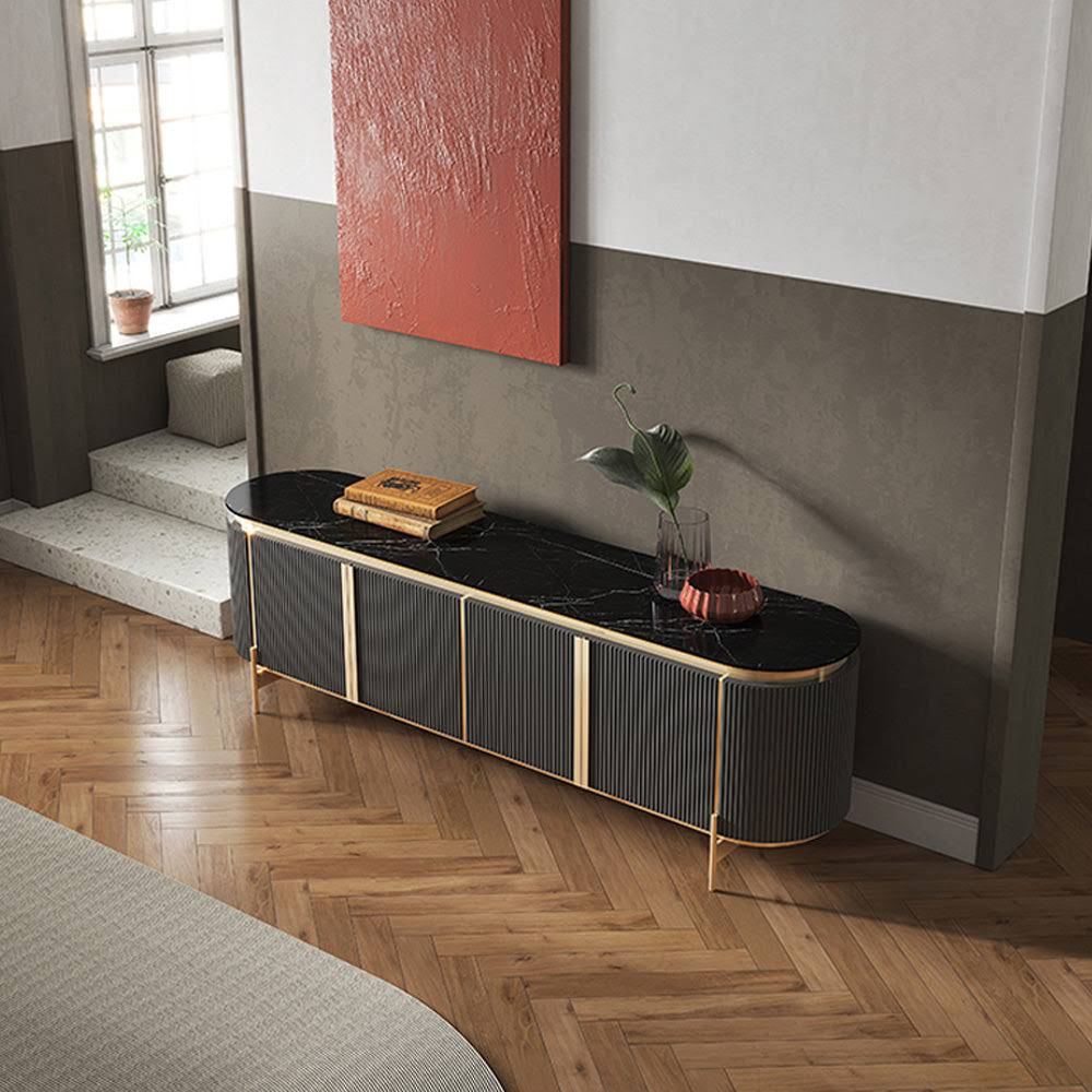 Reyar black media unit TV stand