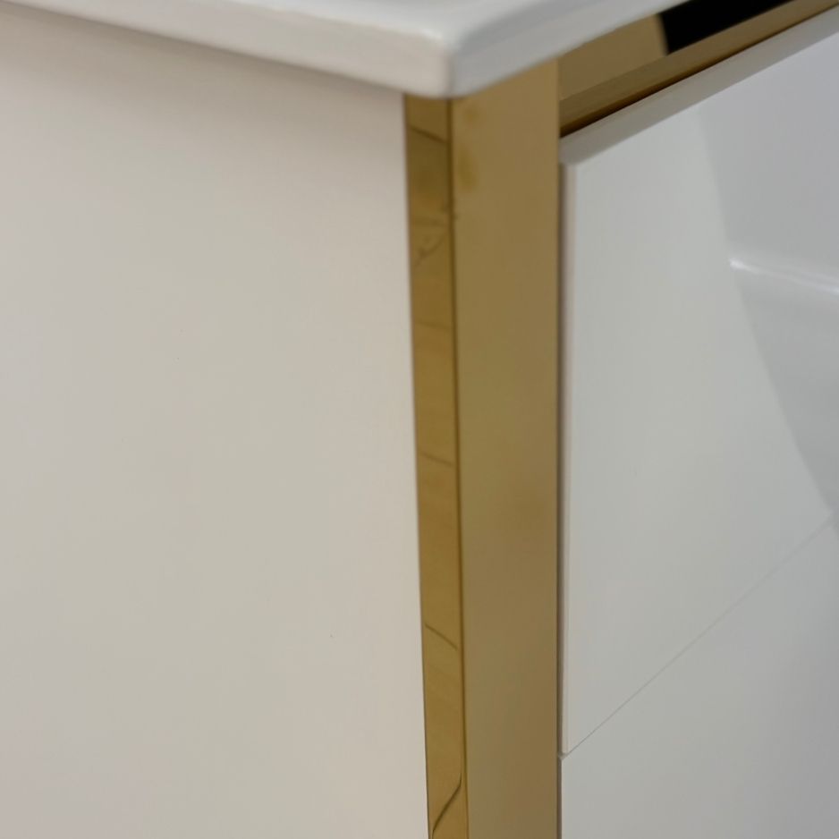 bathroom vanity with gold
