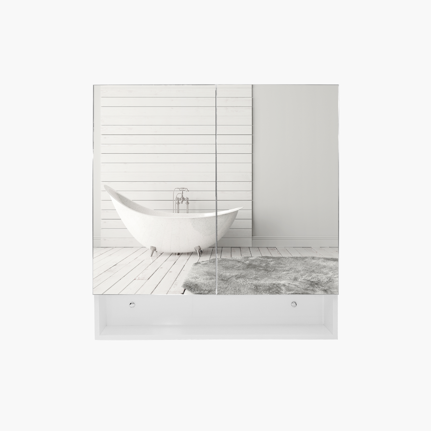 30'' Béarn white bathroom wall cabinet with 2 mirror doors